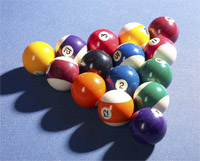 Pool balls racked on a pool table