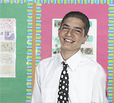 teen with posters