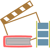 Movie, book, and clapper