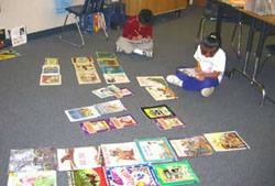 Children sorting books