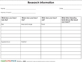 research information worksheet