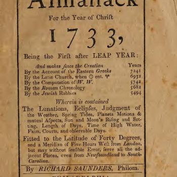 <em>Poor Richard's Almanack</em> was first published in 1733.