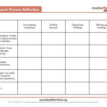 I-Search Process Reflection Chart